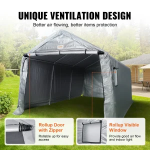 VEVOR Outdoor Portable Storage Shelter Shed, 10x15x8ft Heavy Duty