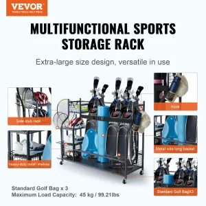 Golf Garage Organizer, 3 Golf Bag sports Equipment Storage Rack.