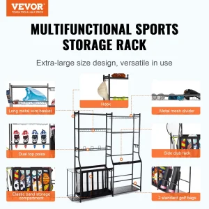 VEVOR Golf Storage, Sports Equipment Garage Organizer, Black