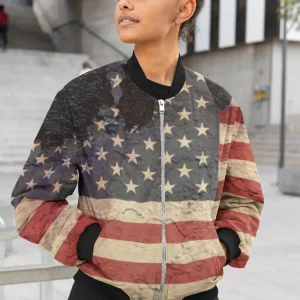 Awe Patrotic Female Bomber Jacket
